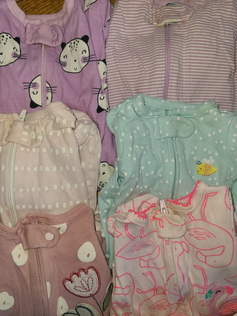 14 Baby Girl Sleepers- Newborn - Picture 4 of 6